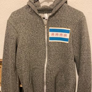 American Apparel brand unisex grey zip up hoodie